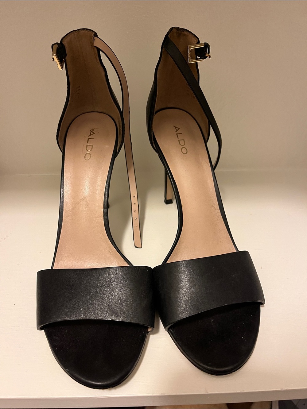 ALDO Black Open-Toe Ankle Strap High Heels